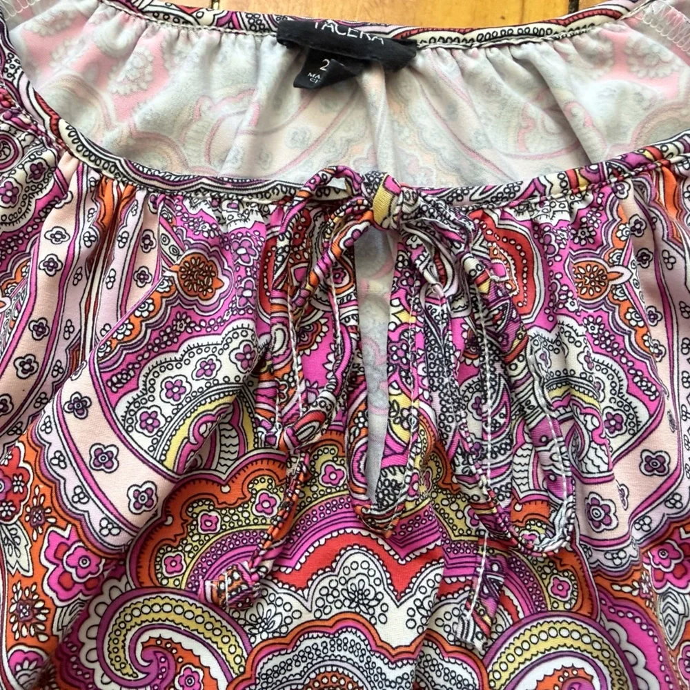 Tacera Pink and Purple Paisley Blouse - Picture 6 of 10